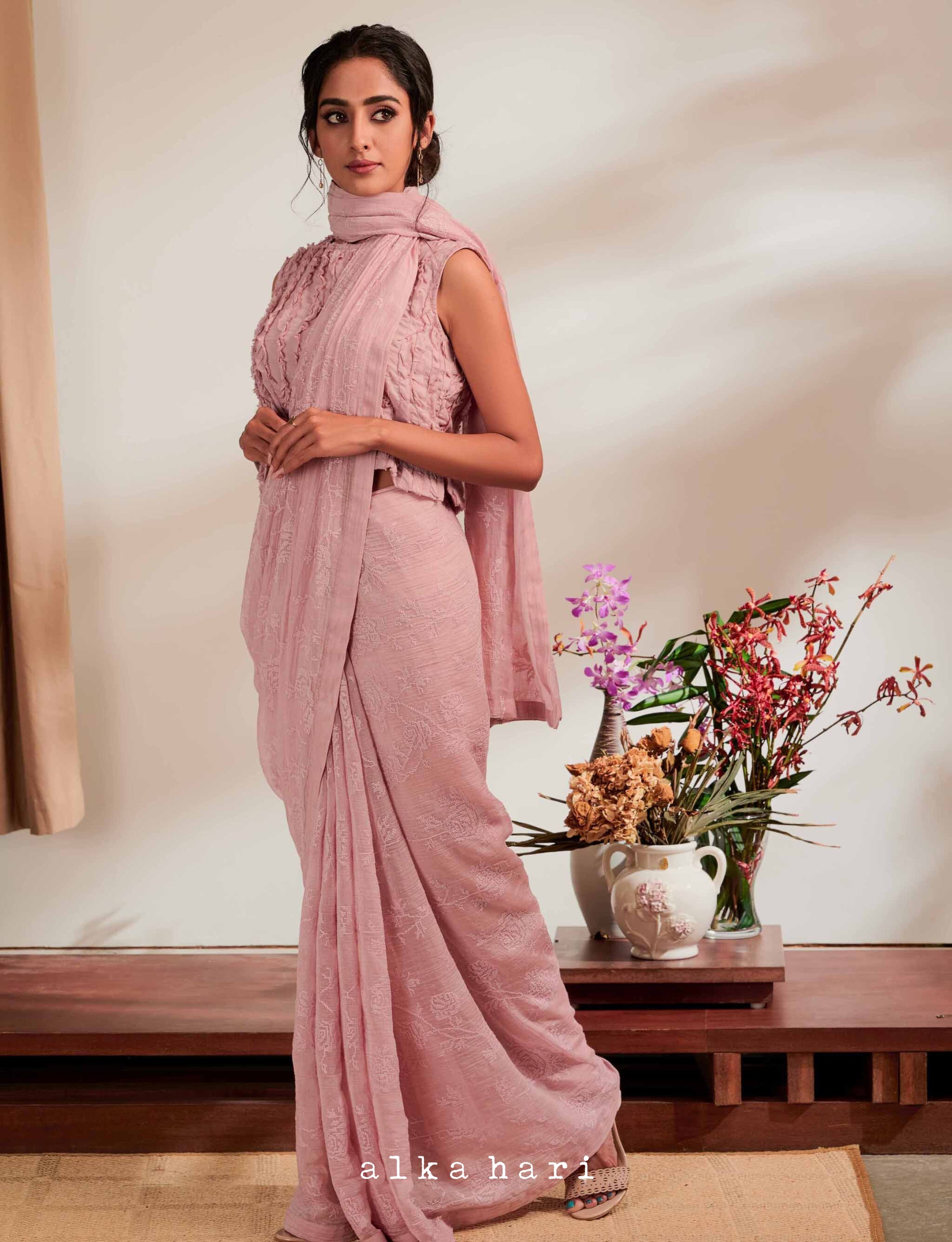 Soft Pink Chanderi Silk Saree